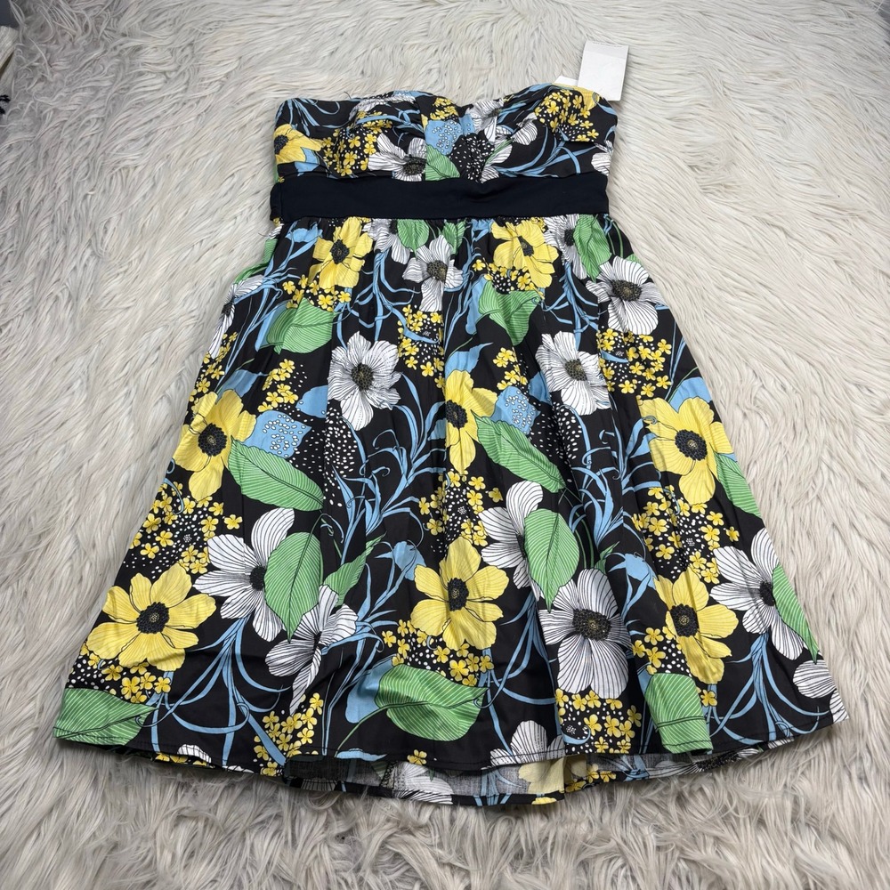 NWT Vintage Y2K Ruby Rox Women's 9 Floral Strapless Dress Empire Prep Fairy
